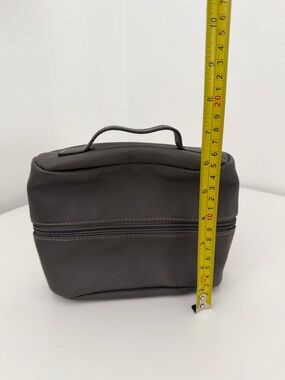 Bulgari Gray Leather Toiletry Bag